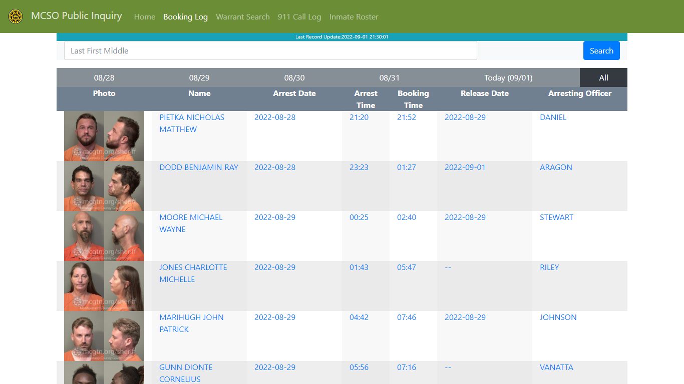 MCSO Public Inquiry: Booking Log - api.mcgtn.org